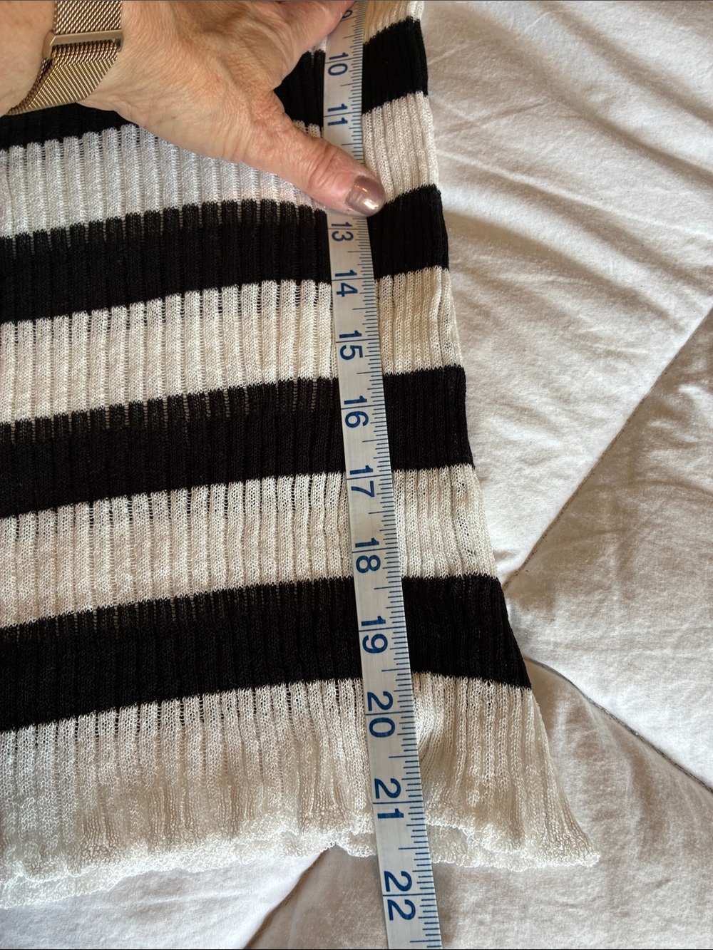 Zara Black & White Ribbed Striped Short Sleeve Top - Picture 4 of 4